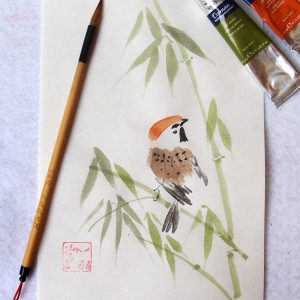 How to Paint a Sparrow on Bamboo – A Chinese Brush Painting Tutorial