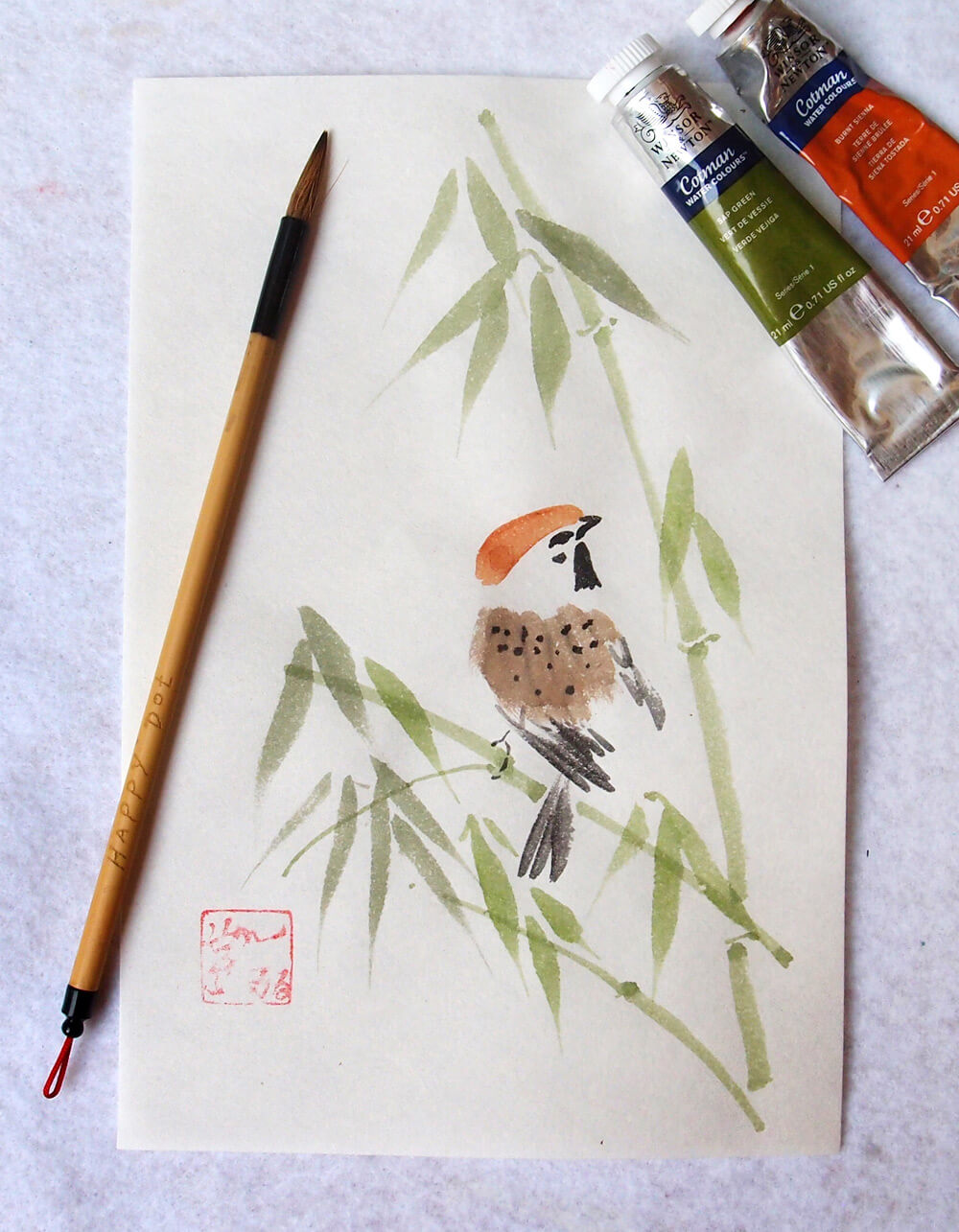 How to Paint a Sparrow on Bamboo – A Chinese Brush Painting Tutorial